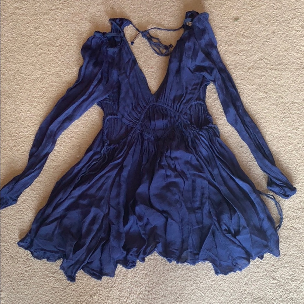 Fp boho deep v tie back dress